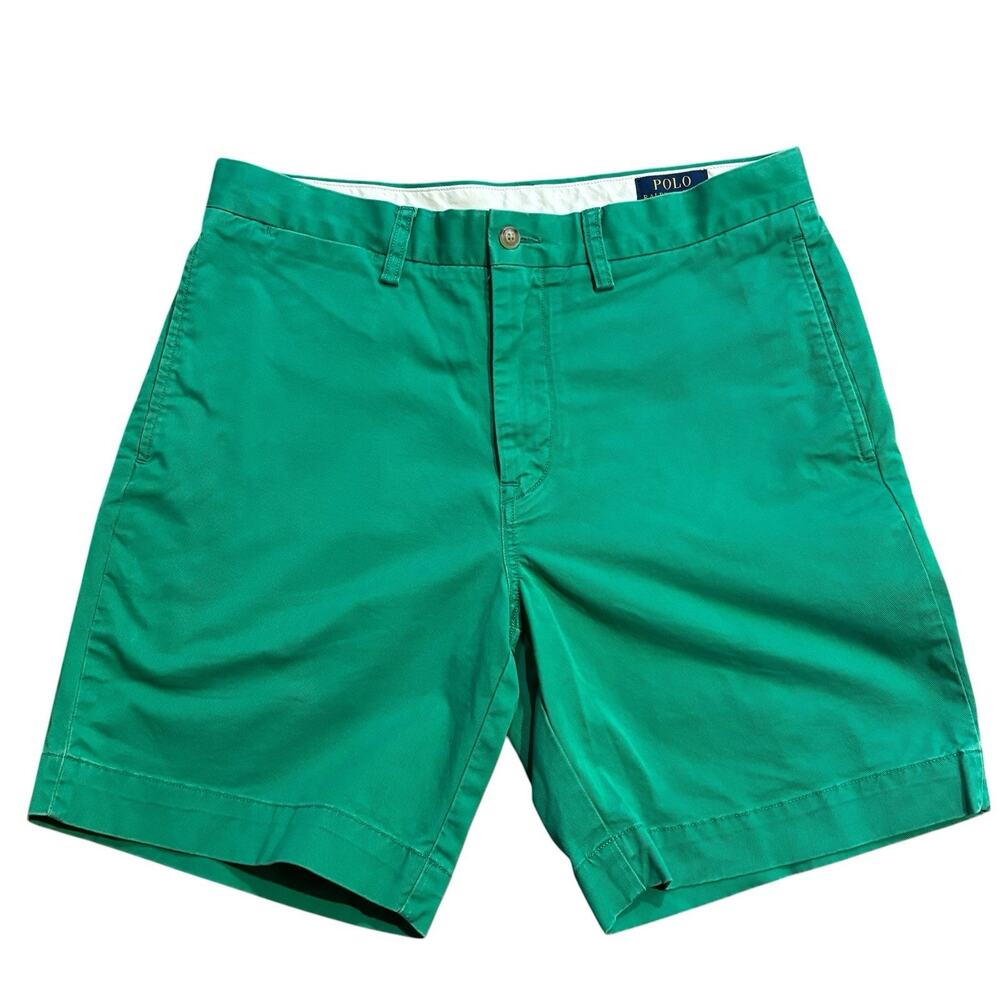Polo Ralph Lauren Chino Stretch Classic Fit Shorts Size 31 Kelly Green 8" Inseam